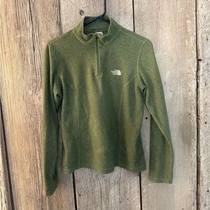 Forest green, North Face, half zip up sweater, Women’s size medium
